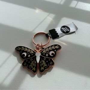 NEW Lunar Floral Moth Enamel Keychain